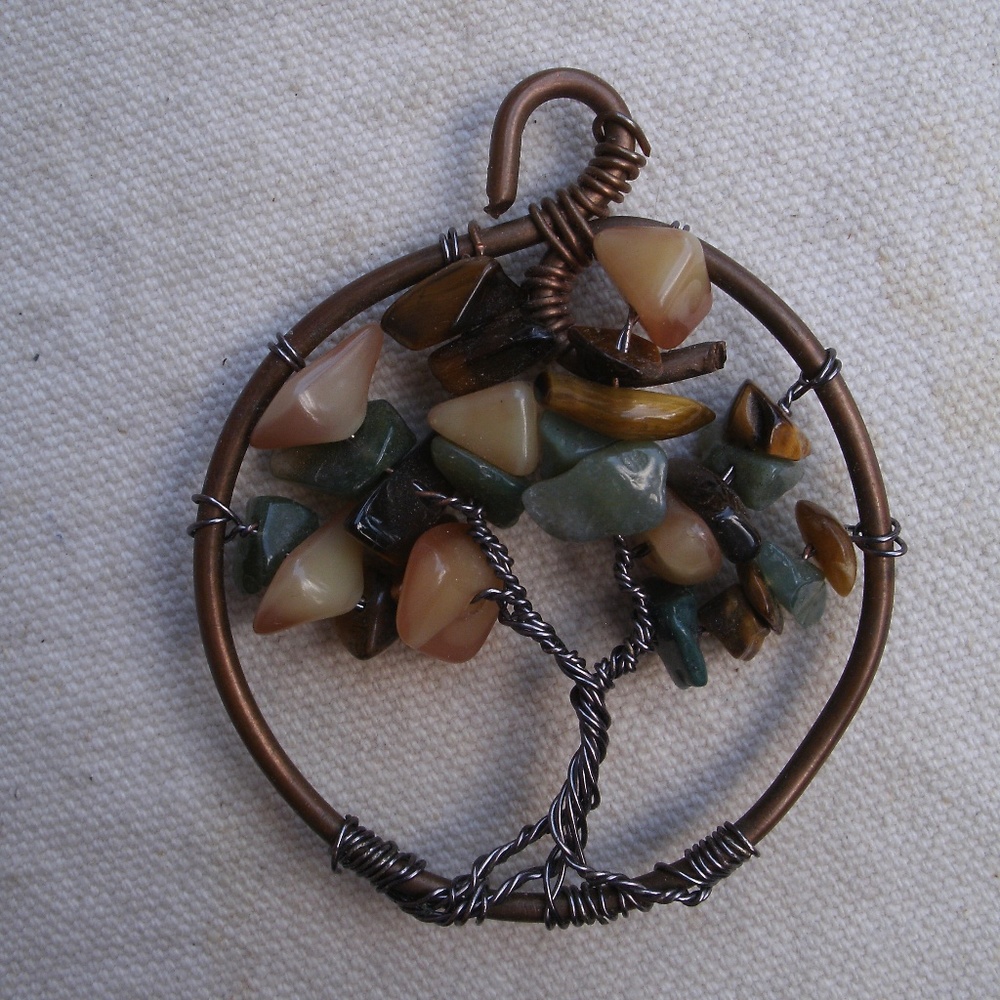 Gemstone Chip Tree of Life Pendant